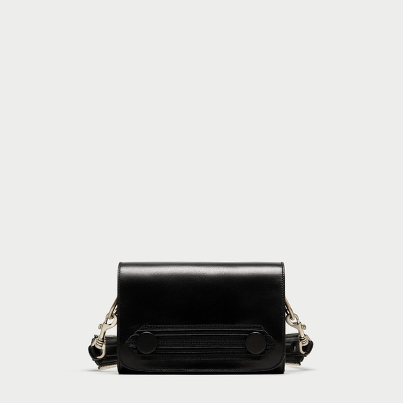 ZARA STUDIO 2017 BLACK-GENUINE LEATHER CROSS BODY - Picture 6 of 8
